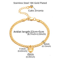 Thumbnail for Anklet For Women Gold Color Stainless Steel Cuban Link Ankle Bracelets