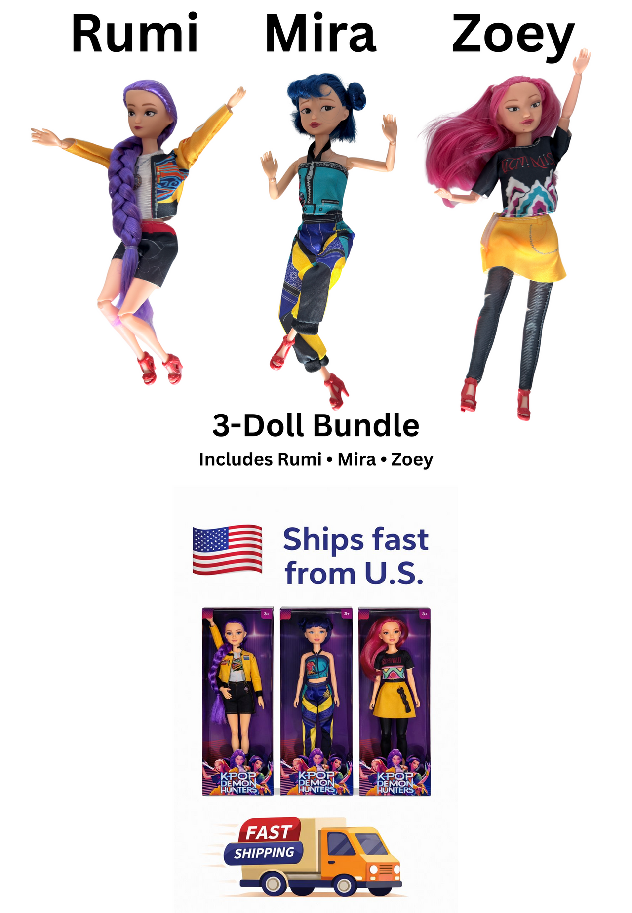 Demon Hunter Trio – 3-Pack (Rumi, Mira & Zoey)