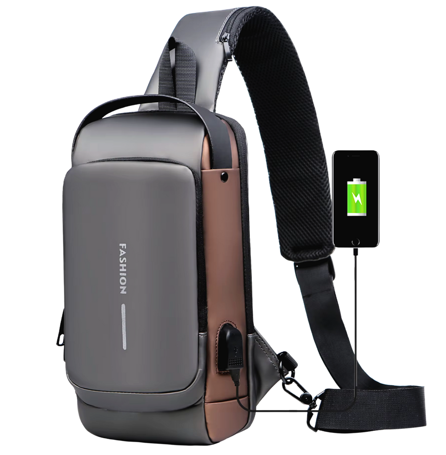 Waterproof Anti-Theft Men’s Chest Bag with USB Port – Multi-Function Crossbody Sling Travel Bag