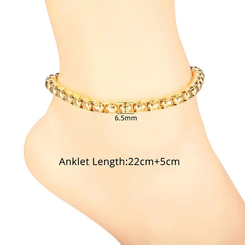 Vintage Ankle Bracelet For Women Bohemian Gold Color Cuban Anklets