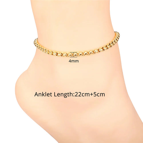 Vintage Ankle Bracelet For Women Bohemian Gold Color Cuban Anklets