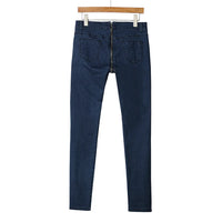 Thumbnail for Back Zipper Blue Women High Waist Trousers Sexy Pencil Stretch Denim