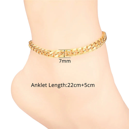Vintage Ankle Bracelet For Women Bohemian Gold Color Cuban Anklets