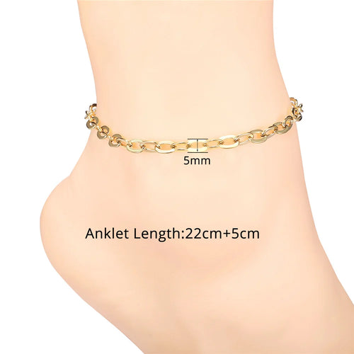Vintage Ankle Bracelet For Women Bohemian Gold Color Cuban Anklets