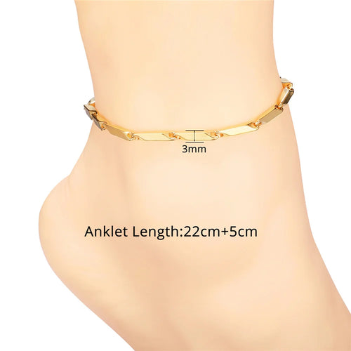 Vintage Ankle Bracelet For Women Bohemian Gold Color Cuban Anklets