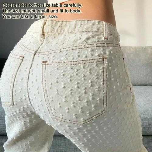 Floral Vintage Women Jeans Fashion Streetwear Ripped Baggy Boyfriend