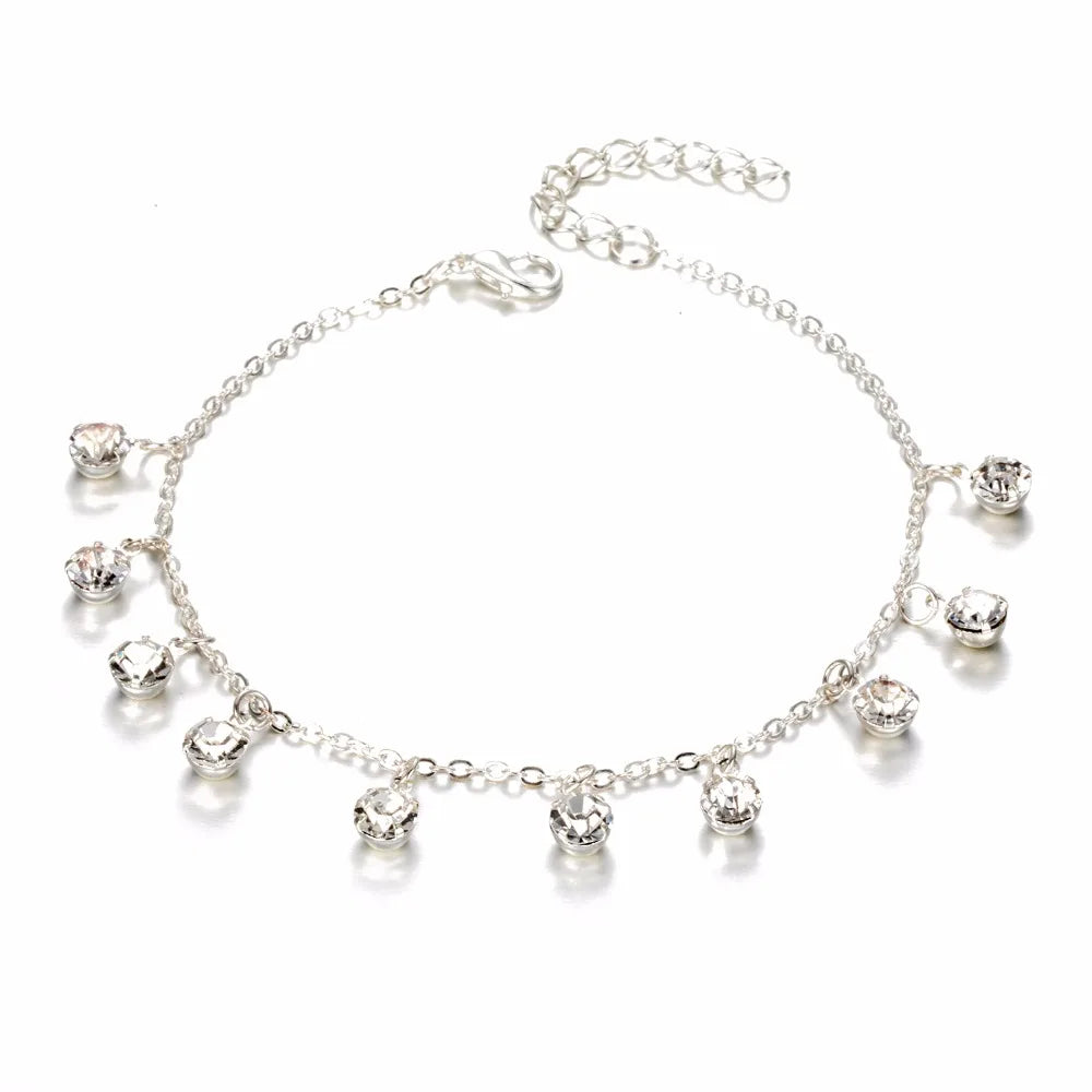 Vintage Fashion Pendant Crystal Anklet For Women Link Chin Bohemian