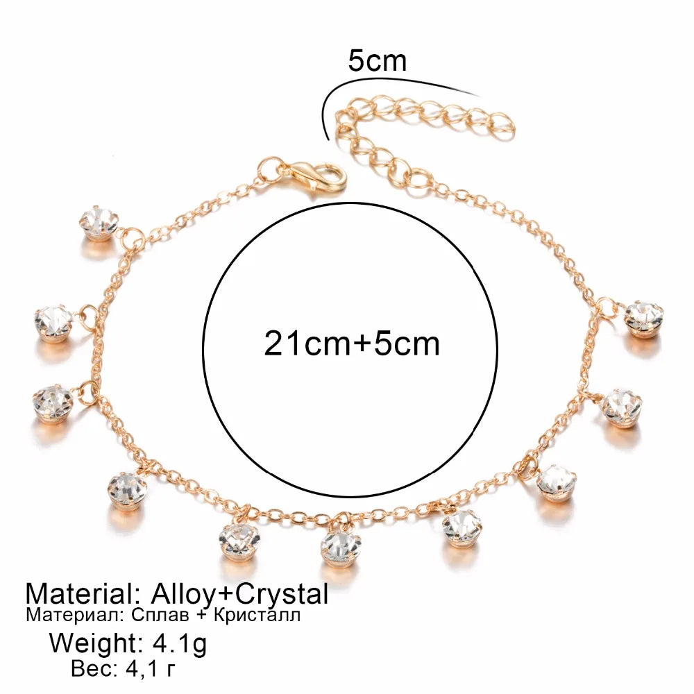Vintage Fashion Pendant Crystal Anklet For Women Link Chin Bohemian