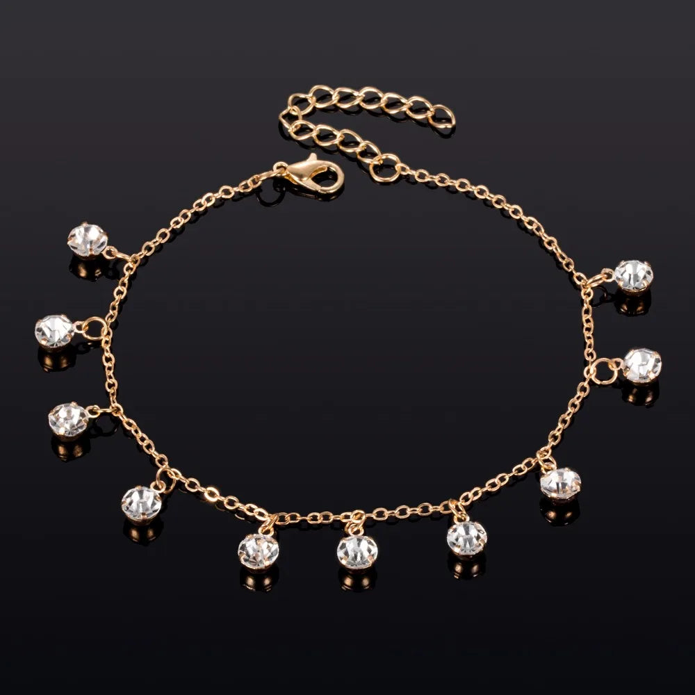 Vintage Fashion Pendant Crystal Anklet For Women Link Chin Bohemian