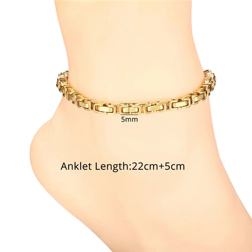 Vintage Ankle Bracelet For Women Bohemian Gold Color Cuban Anklets