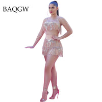 Thumbnail for Sequined Tassel Two Piece Set Women Dance Clothing Spaghetti Strap