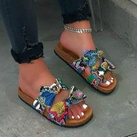 Thumbnail for Women Slides 2 Straps Comfy Bow Slide Sandals Snake