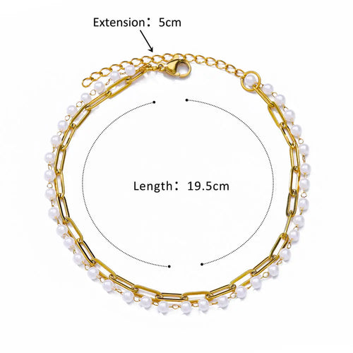 Stainless Steel Bead Chain Anklets for Women Accessories Gold Color