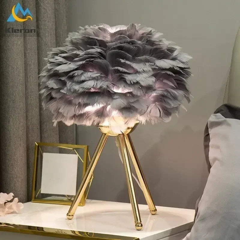 Modern Simple Feather LED Table Lamp Bedroom Study Dining Room Hotel