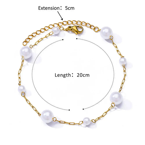 Stainless Steel Bead Chain Anklets for Women Accessories Gold Color