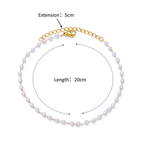 Stainless Steel Bead Chain Anklets for Women Accessories Gold Color
