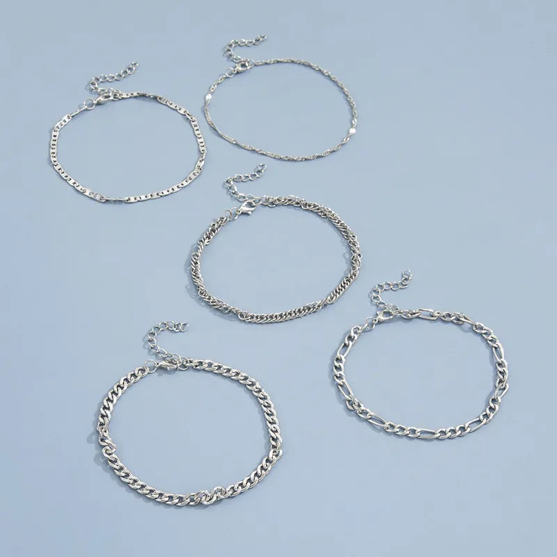 Fashion Metal Chain Anklet Set For Women Vintage Ankle Bracelets