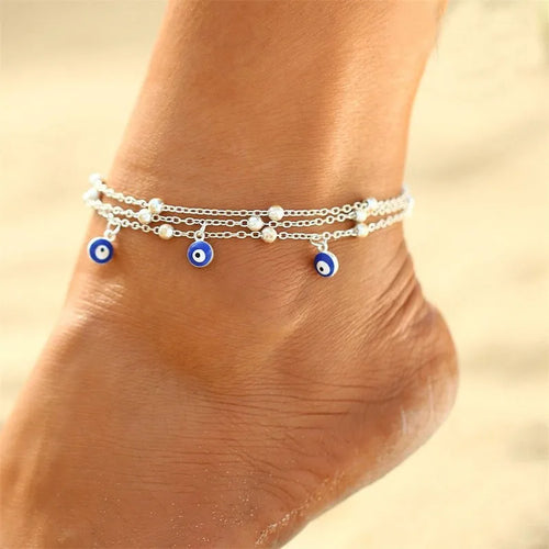 Vintage Boho Rhinestone Butterfly Pendant Anklet For Women Bohemian
