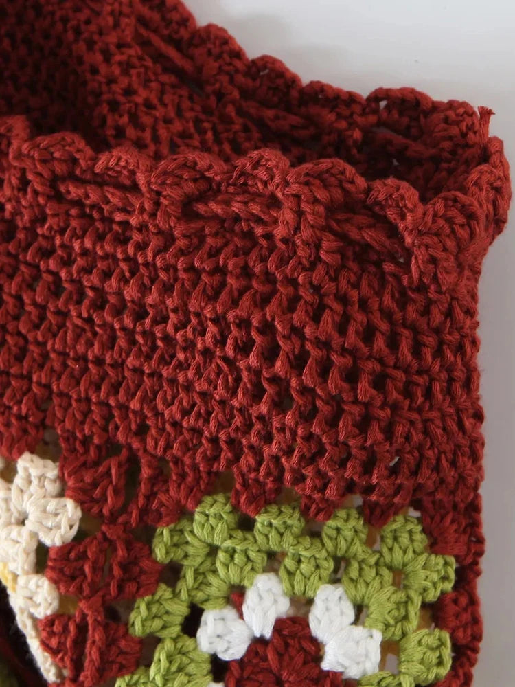 Fitshinling Bohemian Vintage Pants Handmade Crochet Patchwork
