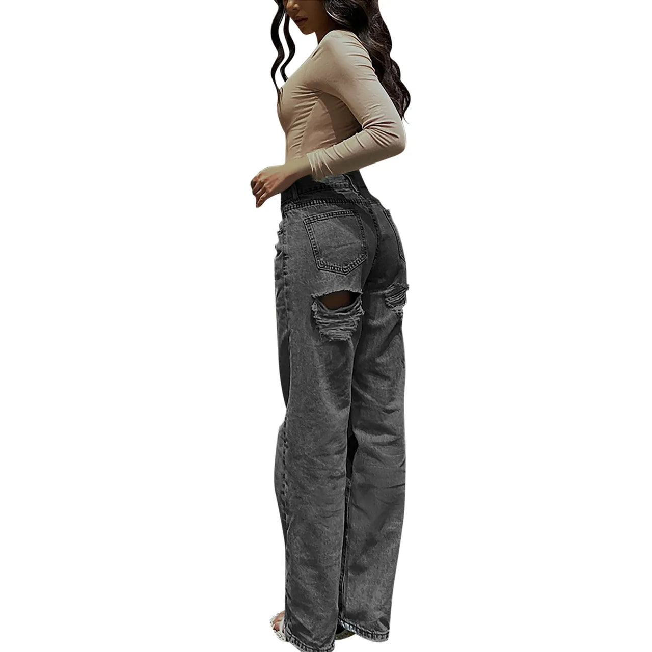 Women'S Overalls Outdoor Jogging Jeans Casual Fashion High Waist Hip