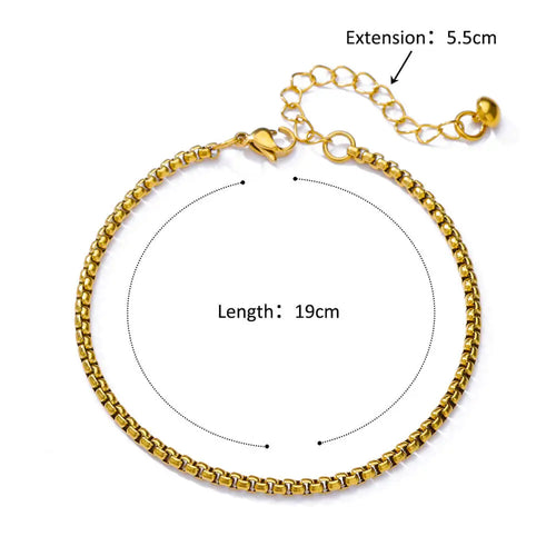 Stainless Steel Bead Chain Anklets for Women Accessories Gold Color