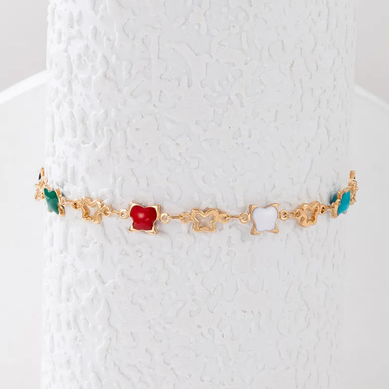 Vintage Boho Rhinestone Butterfly Pendant Anklet For Women Bohemian