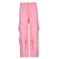 Thumbnail for 2024 Vintage Pink Cargo Pants Women Y2K Cargo Trousers Female