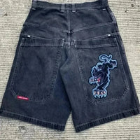 Thumbnail for Y2K Baggy Shorts Mens New Wing Embroidered Denim Shorts Vintage