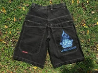 Thumbnail for Y2K Baggy Shorts Mens New Wing Embroidered Denim Shorts Vintage