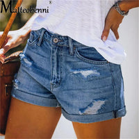 Thumbnail for New Women Fashion Ripped High Waisted Rolled Denim Shorts Vintage Hole