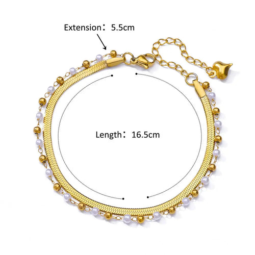 Stainless Steel Bead Chain Anklets for Women Accessories Gold Color