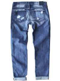 Thumbnail for Patchwork Woman Jeans Mom Pants Blue Vintage High Waist Ripped