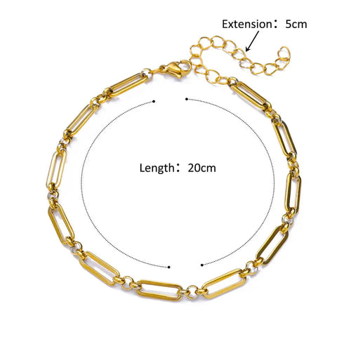 Stainless Steel Bead Chain Anklets for Women Accessories Gold Color