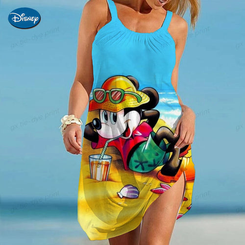 Cartoon Sexy Dress Minnie Mouse Robe Disney Summer Dresses Woman 2023