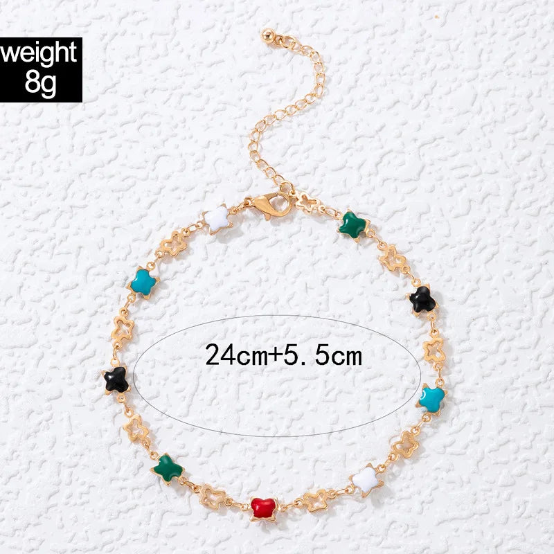 Vintage Boho Rhinestone Butterfly Pendant Anklet For Women Bohemian