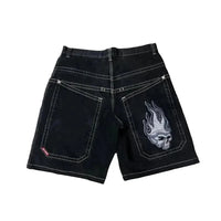 Thumbnail for Y2K Baggy Shorts Mens New Wing Embroidered Denim Shorts Vintage