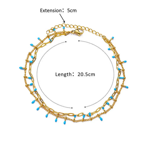 Stainless Steel Bead Chain Anklets for Women Accessories Gold Color