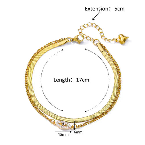 Stainless Steel Bead Chain Anklets for Women Accessories Gold Color