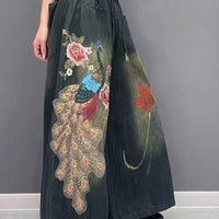 Thumbnail for Vintage Jeans Spring Autumn New Korean Embroidery Flower Fashion