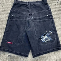 Thumbnail for Y2K Baggy Shorts Mens New Wing Embroidered Denim Shorts Vintage
