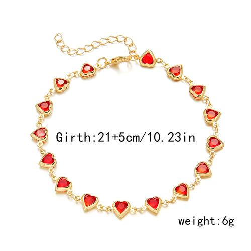 Vintage Boho Love Heart Crystal Colorful Anklet for Women Butterfly
