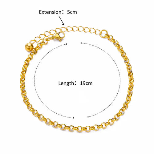 Stainless Steel Bead Chain Anklets for Women Accessories Gold Color
