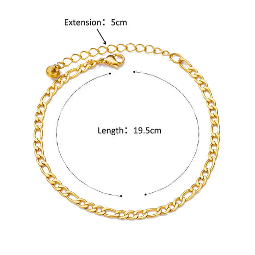 Stainless Steel Bead Chain Anklets for Women Accessories Gold Color