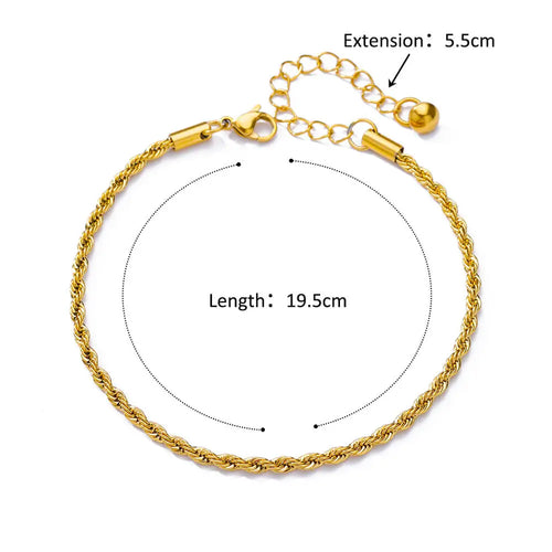 Stainless Steel Bead Chain Anklets for Women Accessories Gold Color