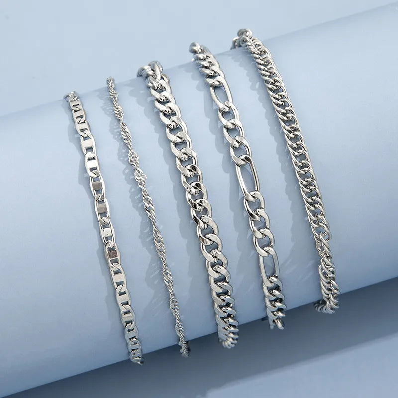 Fashion Metal Chain Anklet Set For Women Vintage Ankle Bracelets