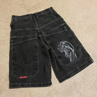 Thumbnail for Y2K Baggy Shorts Mens New Wing Embroidered Denim Shorts Vintage