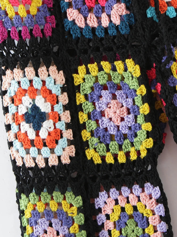 Fitshinling Bohemian Vintage Pants Handmade Crochet Patchwork