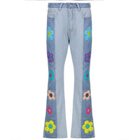 Thumbnail for Y2KGIRL Vintage Floral Pattern Patchwork Jeans Women High Waist Cute