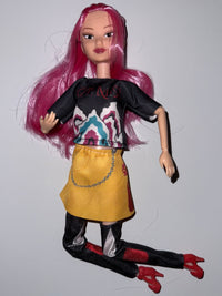 Thumbnail for Zoey K-Pop Demon Hunter Doll – 12-inch articulated pink-haired anime figure with yellow skirt.