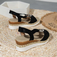 Thumbnail for Women's Peep Toe Serpentine Wedges Sandals With Circle Design Casual Summer Shoes